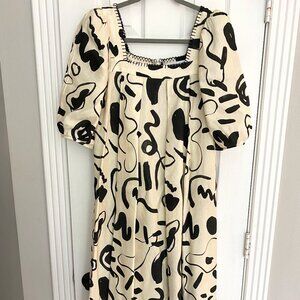 Hunter Bell Waverly Dress - Black and White Ink Line - XS